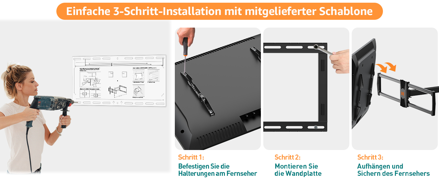 Кронштейн для телевізора ELIVED з подовженим плечем 102.7 см для 42-90 дюймів (до 68 кг), поворотний, з кутом нахилу, VESA 800x400
