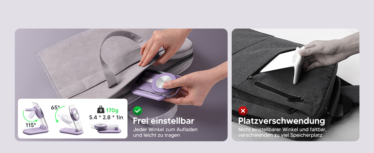 Зарядний пристрій MagSafe 3-в-1 для Apple Watch та iPhone: фіолетовий колір. Підходить для iPhone 17, 16, 15, 14, 13, 12 Pro Max/Air/Plus/Pro та Apple Watch 10/9, Airpods 3/2/Pro