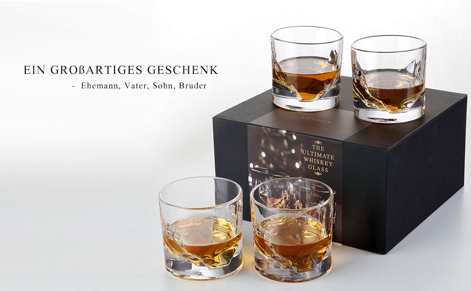 Набір склянок для віскі LIITON Everest (2 шт.) з кришталевого скла, Tumbler, подарунок для чоловіка, для коктейлів, джину, бурбону, рому