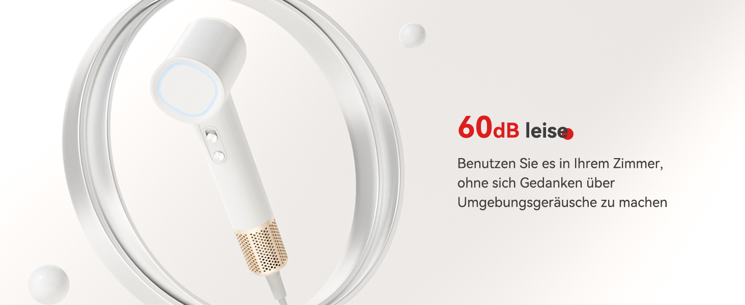 Фен з дифузором, потужний фен з мотором 160 000 об/хв, іонізатор, 500 млн негативних іонів, для подорожей та дому (сірий), з дифузором