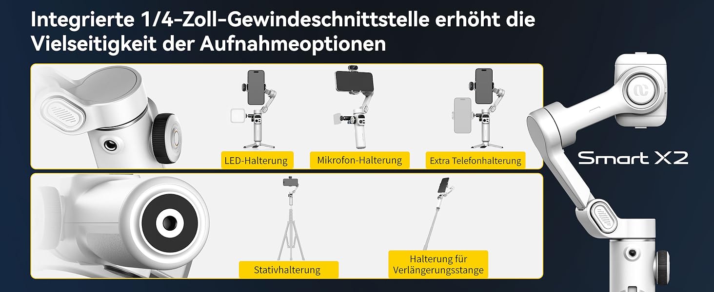 Стабілізатор для iPhone та Android з 3-осьовою стабілізацією та OLED-дисплеєм, 7.8