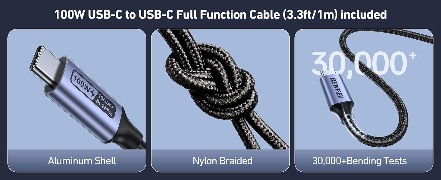 BENFEI 3-в-1 Станція зарядки MagSafe з USB-C хабом – для iPhone 16/15/14/13/12, Apple Watch та AirPods. HDMI (4K@60Hz), 100W PD, 2x USB 3.0 (5Gbps)