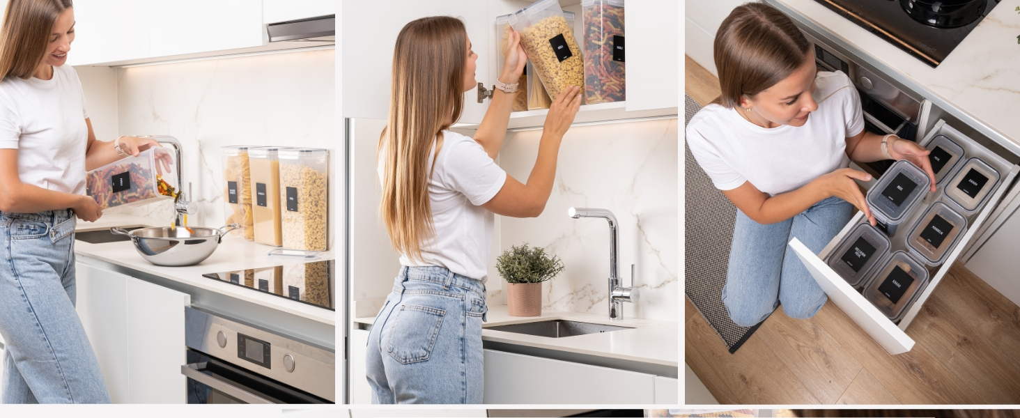 Набір контейнерів для зберігання Deco haus® 24 шт. з кришкою, герметичні - для кухні, продуктів, організації - для борошна, макаронів, мюслі