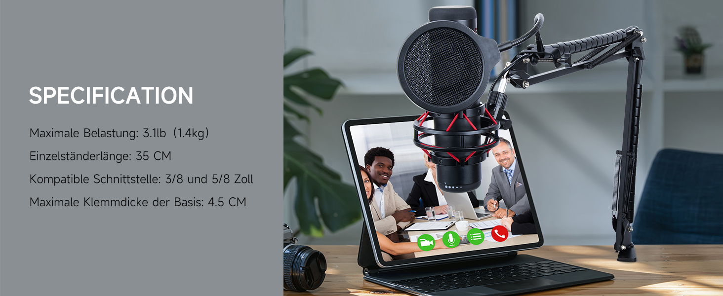 Кріплення для мікрофону HyperX QuadCast з поп-фільтром та універсальним кріпленням, сумісне з QuadCast S, Fifine AM8, Blue Yeti, Razer Seiren Mini V3, YOUSHARES - для мікрофонів з різьбою 3/8' та 5/8'