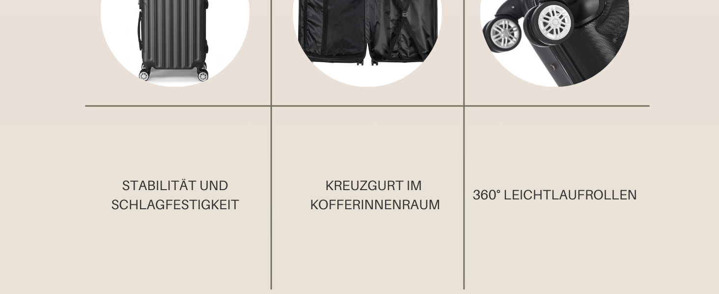 Набір валіз LALAHO 3/4/5 шт. з косметичками, чорний, ABS пластик