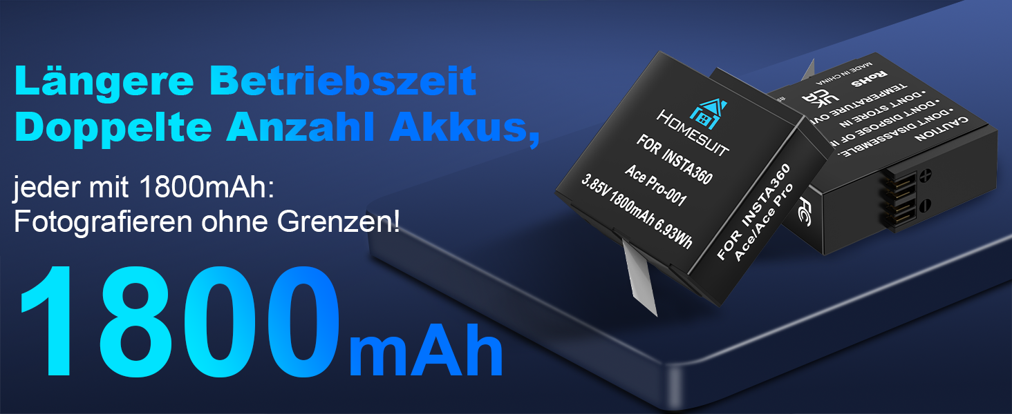 Акумулятор Insta360 X3 1800mAh + USB LED зарядний пристрій (2 шт.) | Додатковий час запису до 80хв