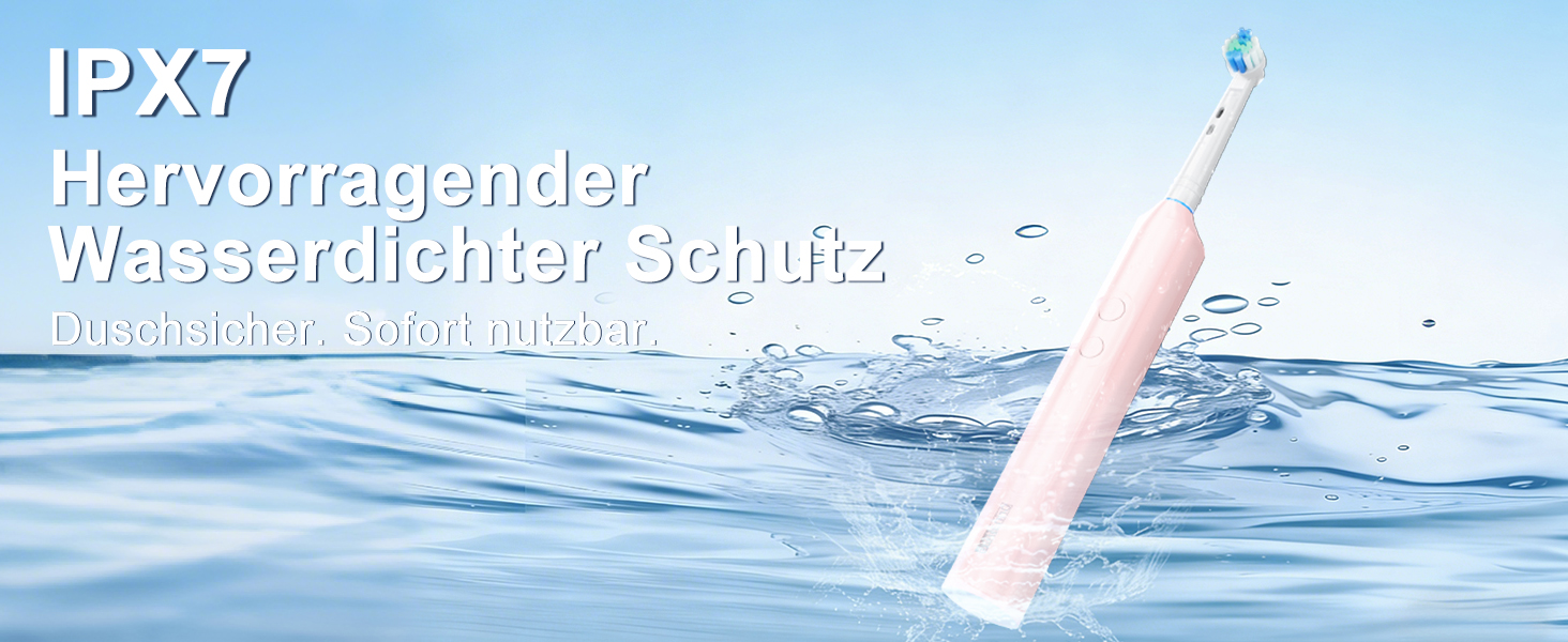 Електрична зубна щітка Rotierende для дорослих з 8 насадками, 3 режимами чищення, акумулятором на 50 днів та Smart-таймером 2 хв - Чорна (Рожева)