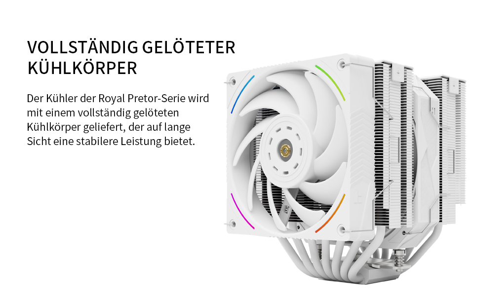 Кулер для процесора Thermalright Royal Pretor 130 Ultra White, двовежевий повітряний охолоджувач, 7 теплових трубок, білий, для AM4/AM5, Intel LGA1851/1700/115x/2011