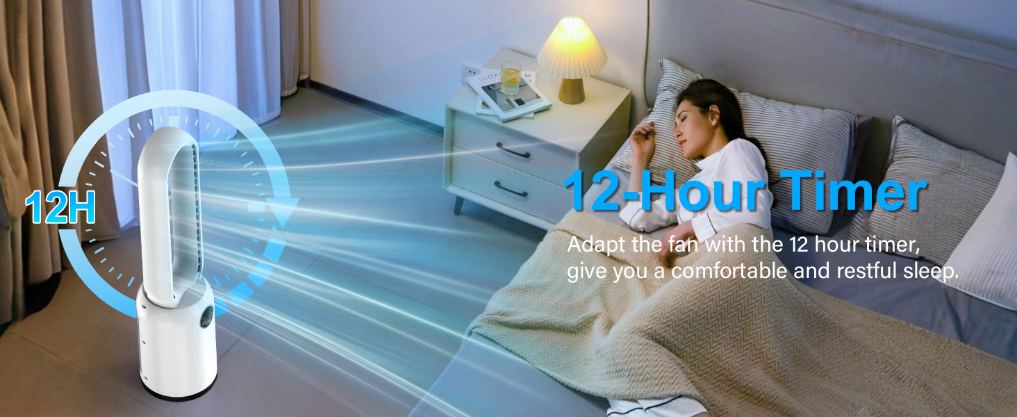 Безлопатий вентилятор з дистанційним керуванням, тихий, з LED-дисплеєм, 90° гойдання, 24 швидкості, 12H таймер, підлоговий вентилятор для дому (білий)