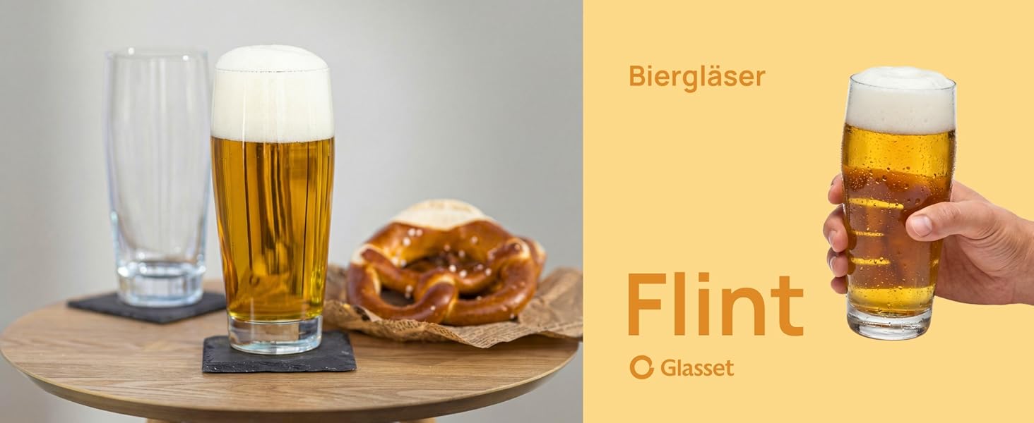 Набір склянок FLINT для пива та коктейлів 650 мл, 4 шт., прозорі, Classic Collection, для мийки в посудомийній машині