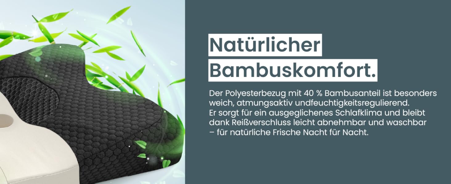 Ортопедична подушка для шиї при болях у шиї з високоякісної піни з пам'яті - Ергономічна подушка для шиї - Подушка для сну на боці, спині та животі - Праний чохол при 40°C (61 x 40 x12, Сірий)