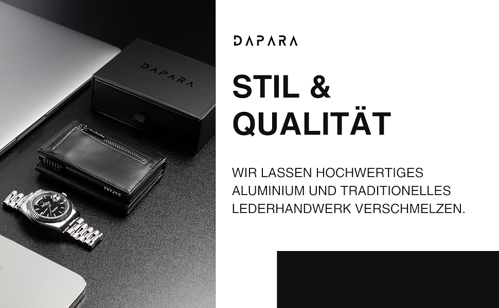 Чоловічий шкіряний гаманець DAPARA з відділенням для монет та RFID-захистом | Slim Wallet для чоловіків | Портмоне на 12 карт | Чорний міні-гаманець з відділенням для монет