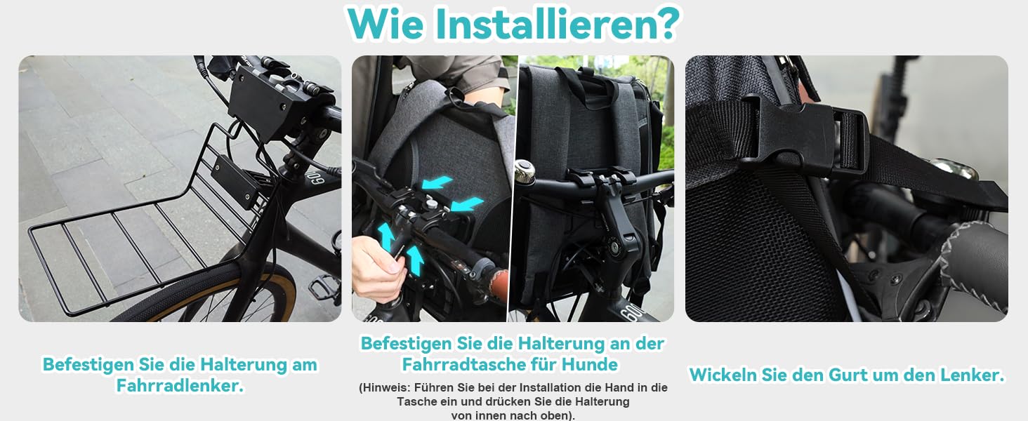 Корзина для собак на велосипед до 10 кг, складана, дихаюча, 4-в-1 (рюкзак, сумка на плече, автокрісло), з міцним L-подібним кріпленням Φ55mm, зручна подушка, світловідбиваючі смуги