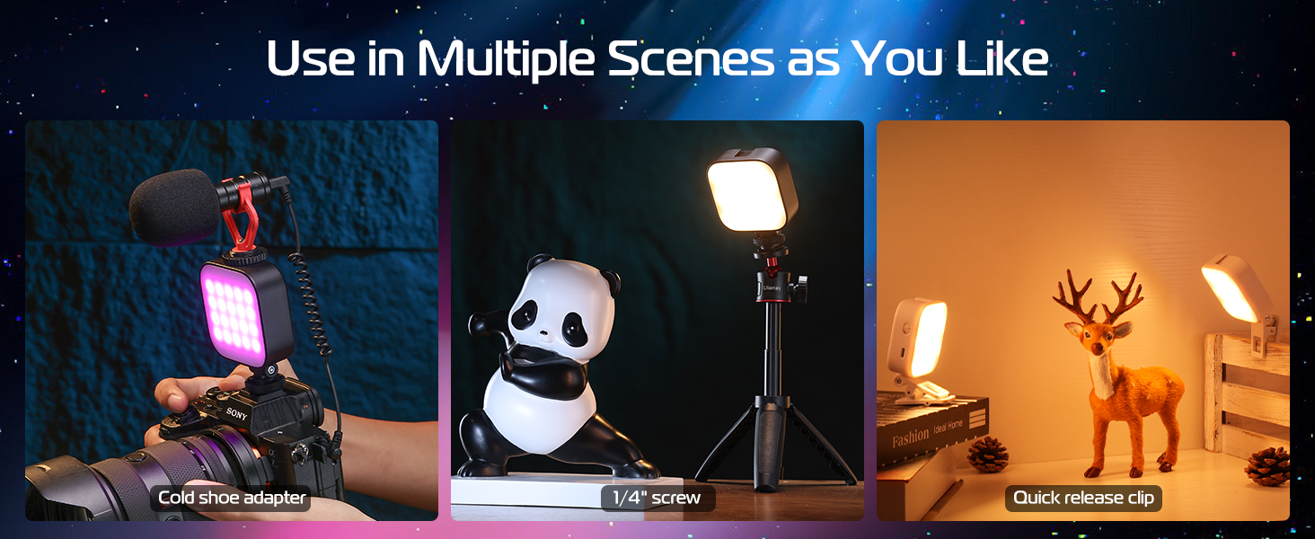 ULANZI U60 RGB LED Відеолампа: портативна фотоосвітлення з регулюванням температури кольору (2500-9000K), CRI 95+, 2500mAh, з кріпленням Cold Shoe та кліпсою