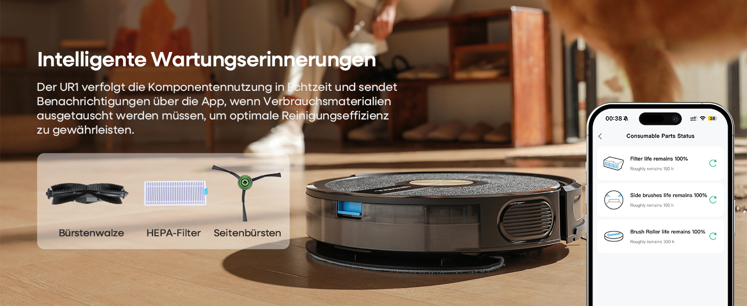 Робот-пилосос з функцією миття 5000Pa, 3-в-1 з часом роботи 180 хв, для тварин, з керуванням через додаток, чорний