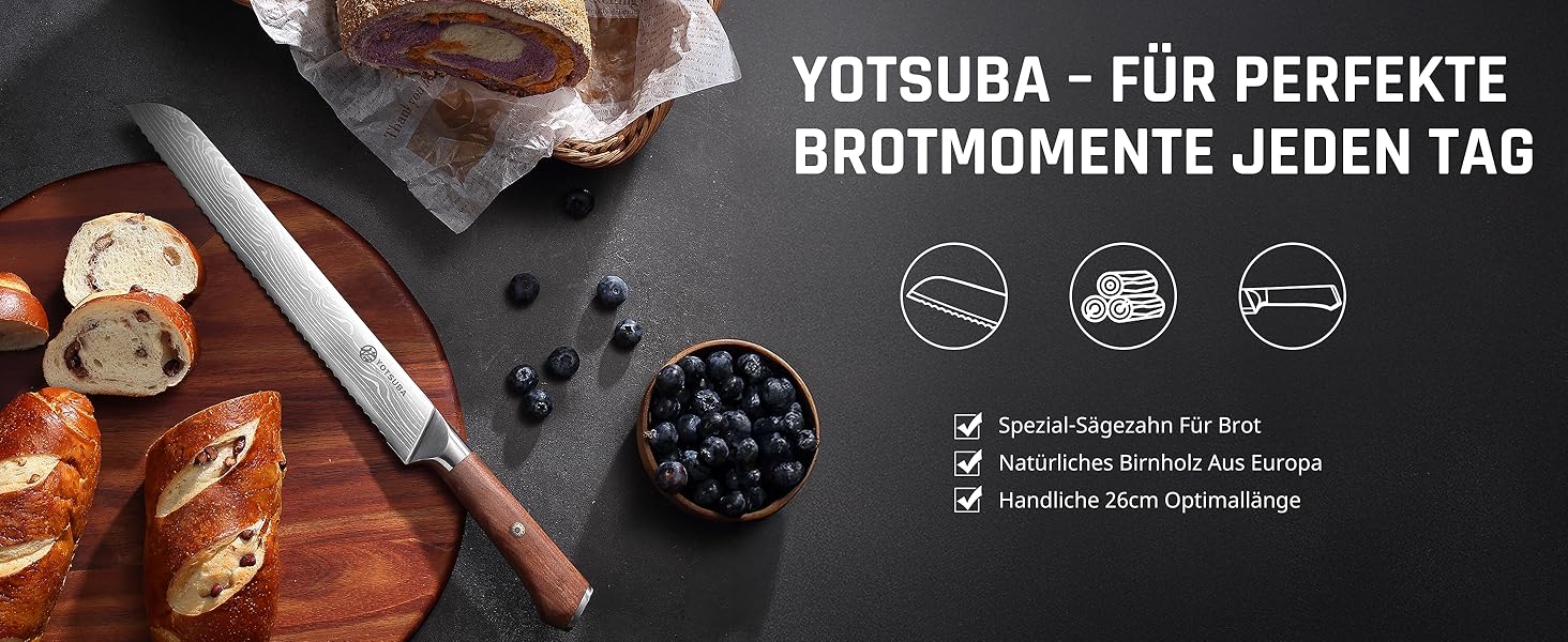 Ніж кухарський YOTSUBA Damastmesser, 20 см, сталь, професійний, універсальний, ергономічна ручка