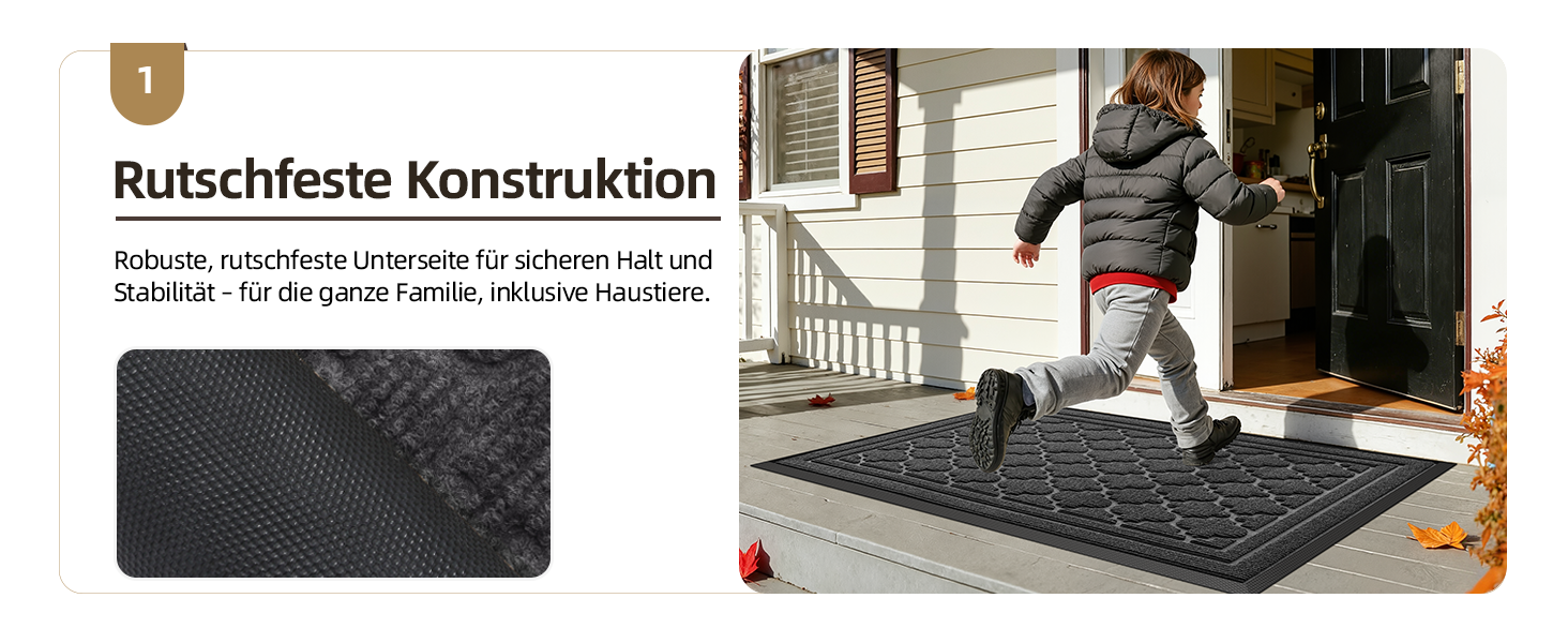 Килимок придверний Color G для вулиці 44x75 см, стійкий до зносу та вологи, протиковзний брудозахисний килим для входу, балкона та дверей (Сірий)