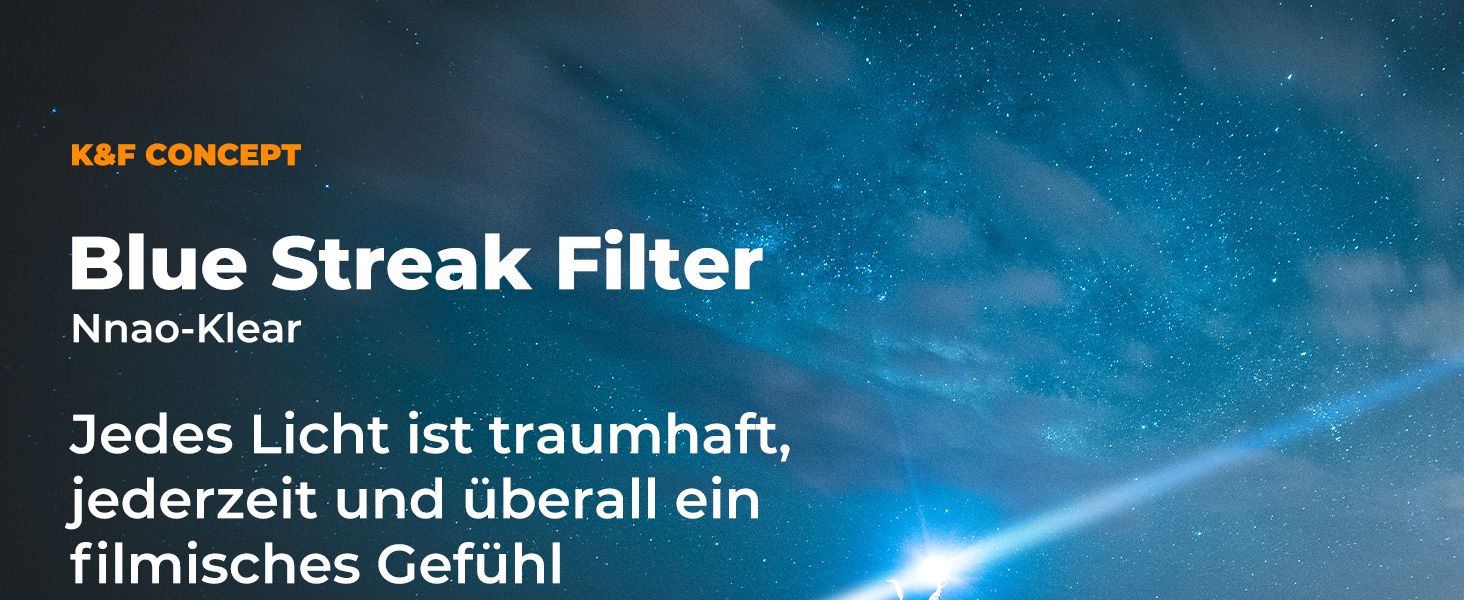 Фільтр K&F CONCEPT Blue Streak Anamorpher 58mm - Ефект синіх смуг, Nano-Klear