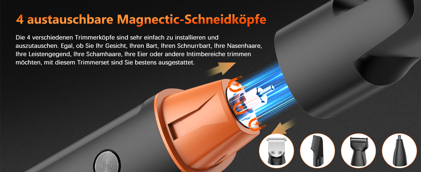 Електричний чоловічий триммер 4-в-1 для тіла, обличчя та інтимної зони (чорний)