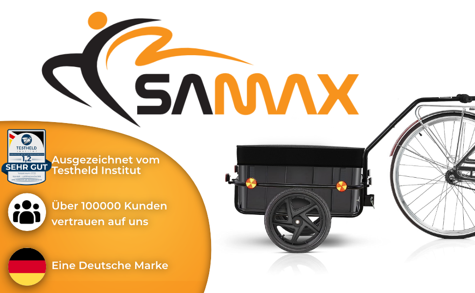 Причіп для велосипеда SAMAX 70 літрів / 60 кг, вантажний, з кріпленням, чорний