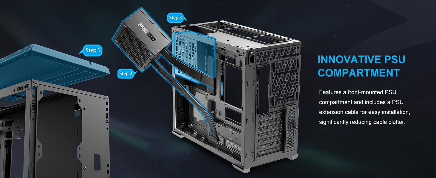Ігровий корпус для ПК SAMA S50 Airflow, 4 ARGB PWM вентилятори, USB Type-C, Mesh-панель, чорний