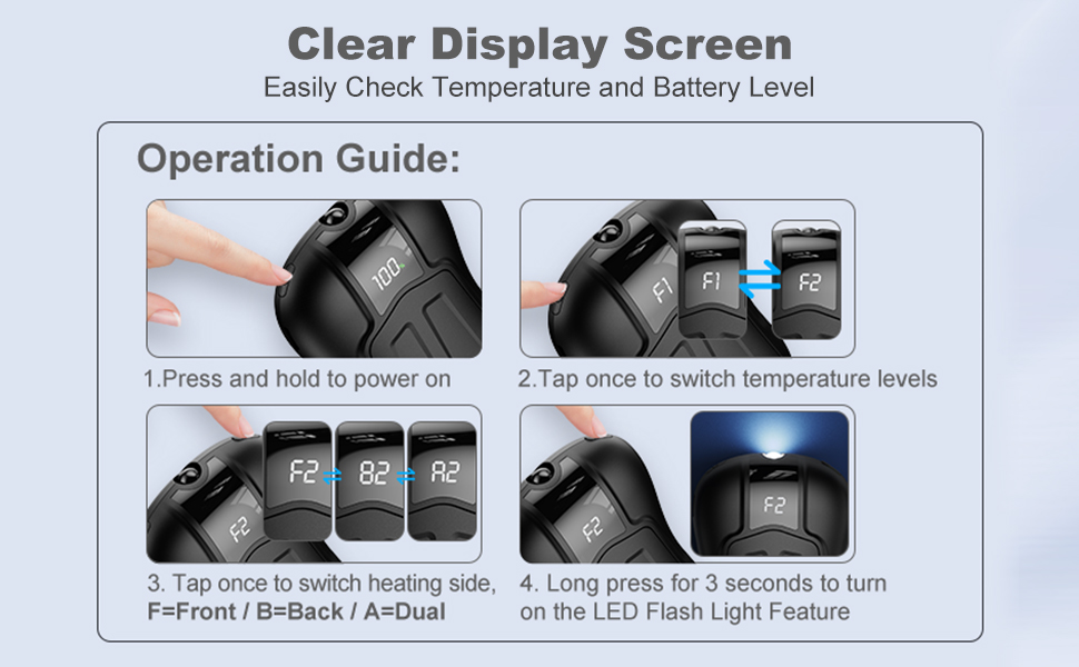 Електричні грілки для рук 2 шт. з акумулятором 10000mAh, подвійний нагрів, 5 температурних режимів, для активного відпочинку, кемпінгу та зими, чорного кольору