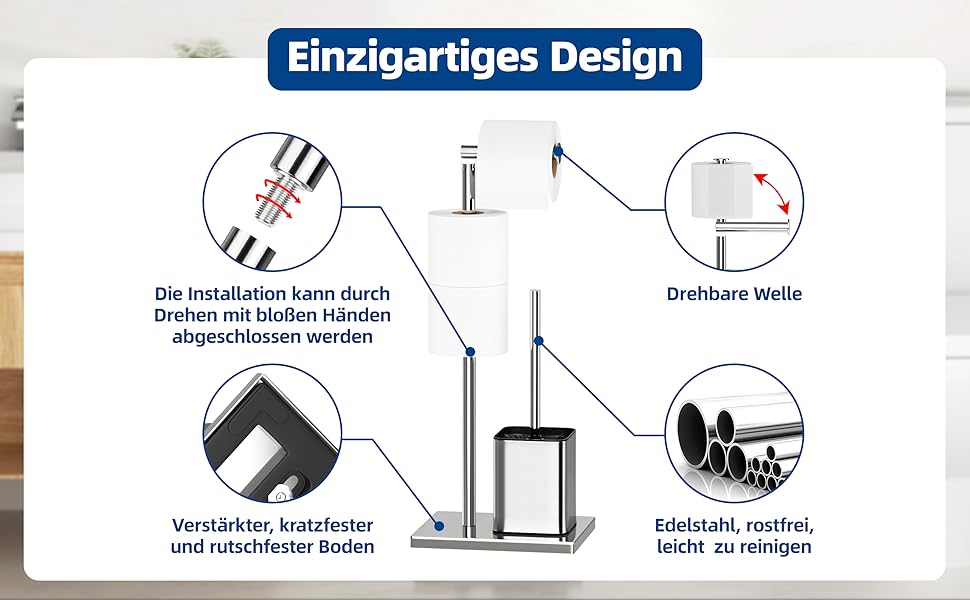 Тримач туалетного паперу з щіткою для унітазу з нержавіючої сталі, гальванічне покриття (сріблястий блискучий)