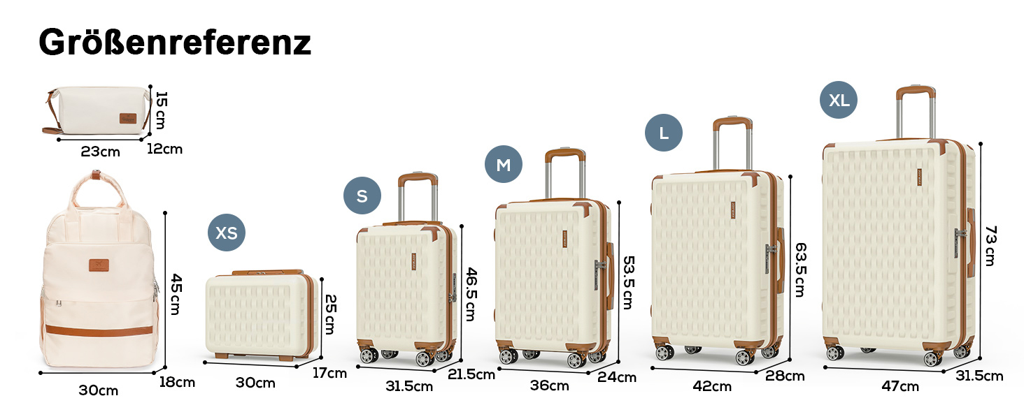 Набір валіз Melalenia 7шт з жорстким корпусом, легкий, з 4 колесами та TSA-замком. Включає косметичку, сумку для подорожей та кулькову сумку (Білий).