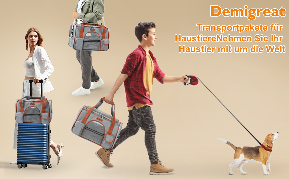 Транспортна сумка для котів та собак до 7 кг Demigreat, дихаюча переноска для середніх та маленьких котів та собак, сіра, 42x22x25 см