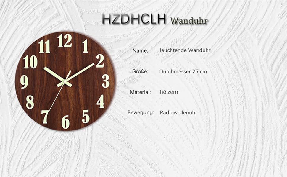 Безшумний настінний годинник HZDHCLH 25 см, дерев'яний дизайн, електронний механізм, для кухні, вітальні, спальні, ванної та офісу