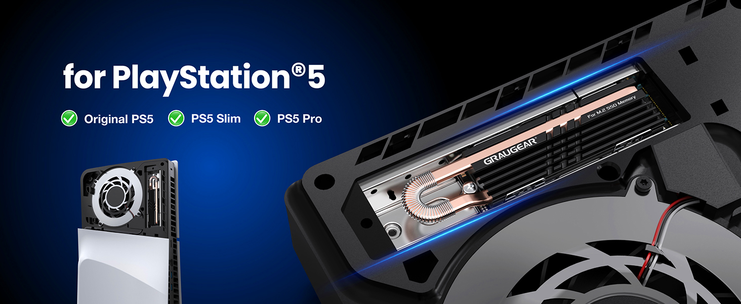 Радіатор охолодження GRAUGEAR HeatPipe для M.2 NVMe SSD (2280) з термонаклейкою з графену-міді, для ПК