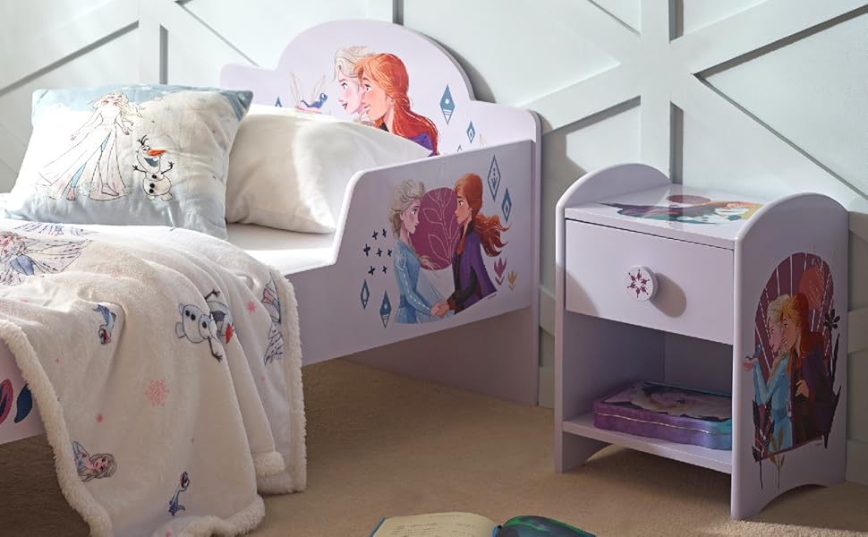 Дитяча органайзер для іграшок Disney Frozen, 6 ящиків, фіолетова, з дерева, тканини та металу, легка збірка та догляд
