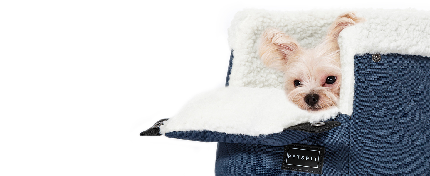 Автомобільний лежак для собак PETSFIT - чорний/синій, до 5 кг, з захисними гаками