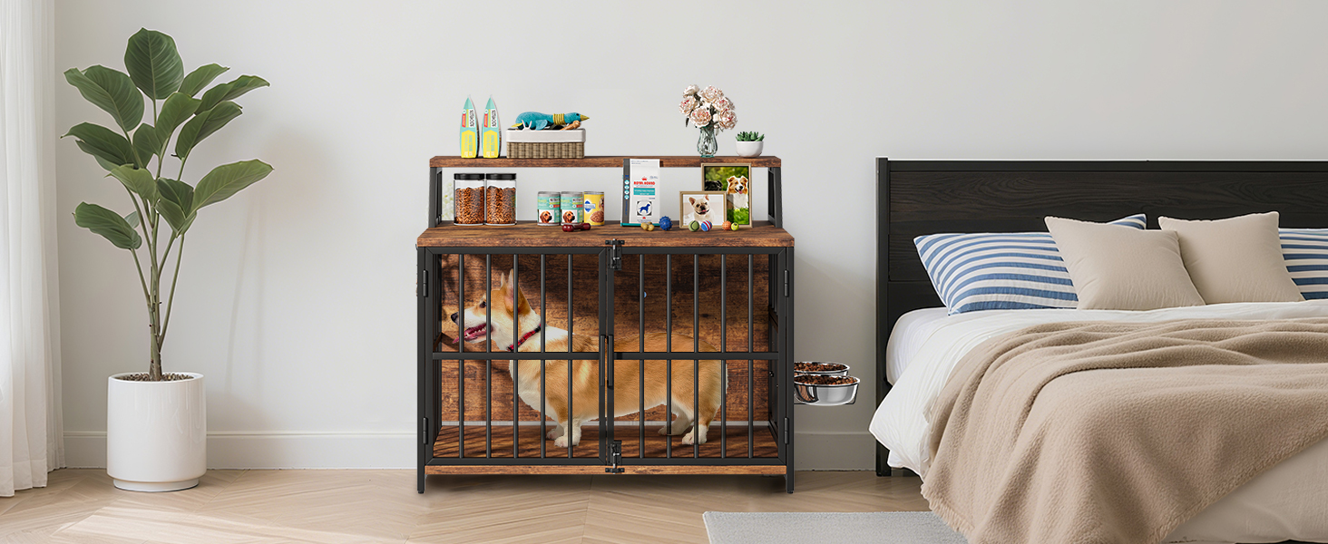 Будка для собак з дерева, 100x60x85 см, з годівницями, для собак до 35 кг, в стилі меблів