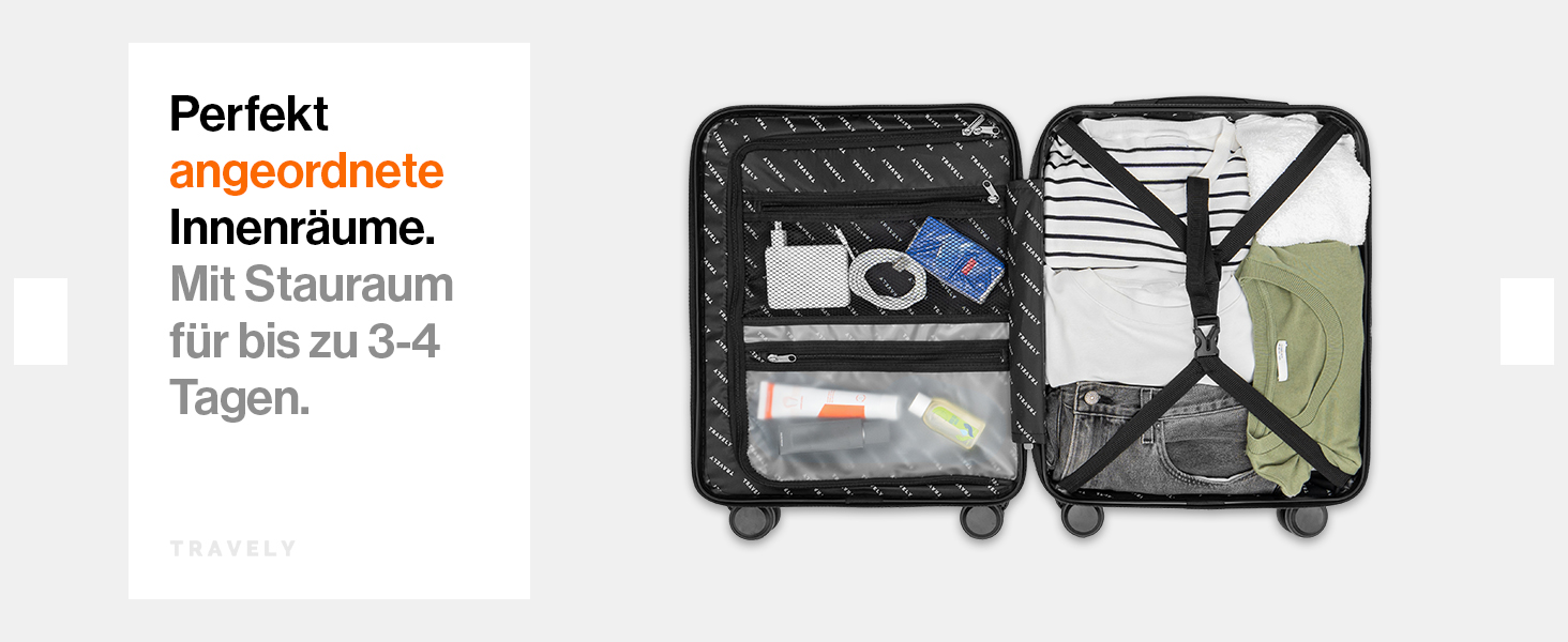 Набір валіз Travely з полікарбонату (77см, 67см, ручна поклажа), чорний, з TSA замком