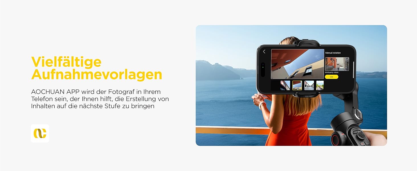 Стабілізатор Gimbal AOCHUAN для iPhone та Android - 3-осьовий, з фокусуванням, трекінг облич/об'єктів, для відеозйомки