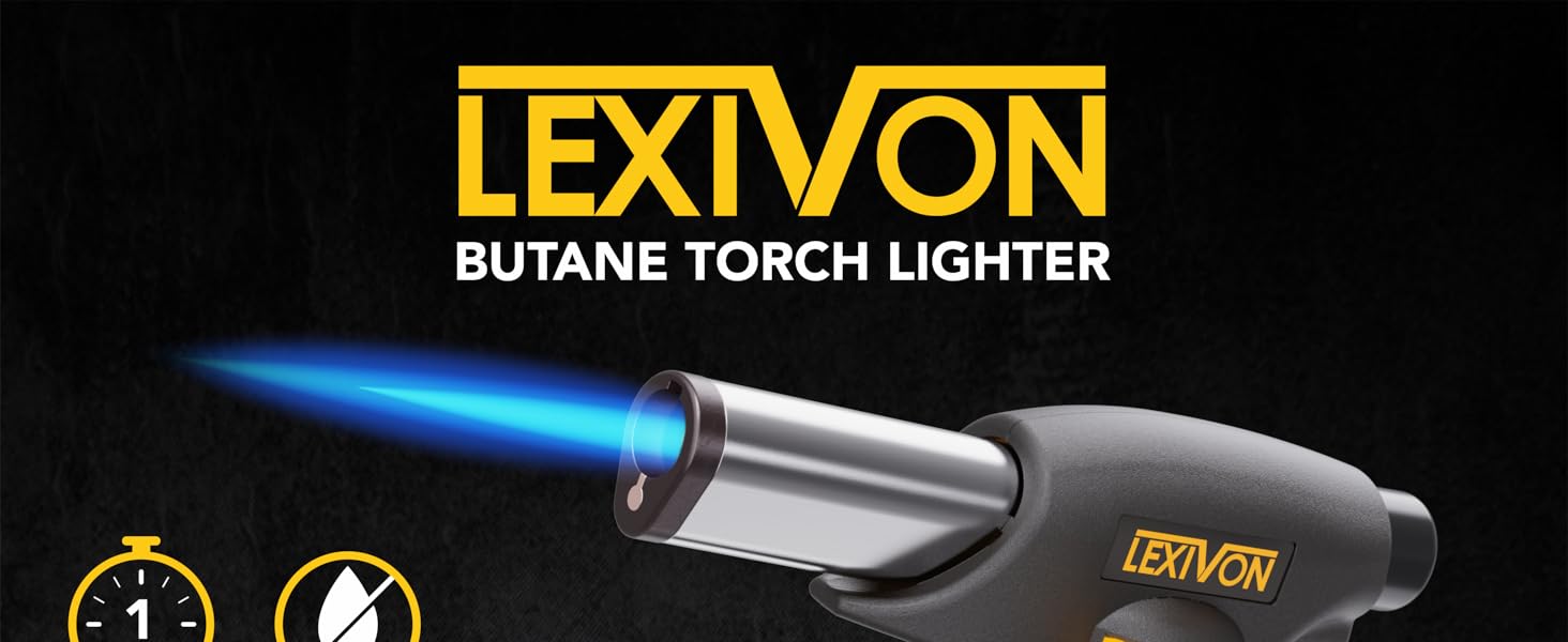 Газовий пальник LEXIVON LX-775 для кухні з дитячим замком та регульованим полум'ям | Пальник для крем-брюле та DIY | Алюмінієвий балон
