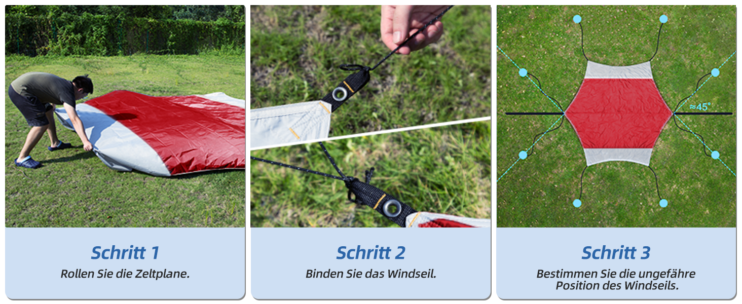 Тент Forceatt Zeltplane 3.7x4.3 м, Ultraleicht, 6 кріплень, Анти-UV, Водонепроникний. Для кемпінгу, піших прогулянок та відпочинку на природі. Темно-синій & сірий (Червоний & сірий)