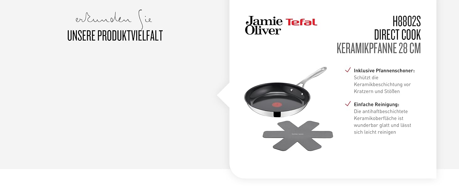 Сковорода Tefal Jamie Oliver Cook's Direct 28 см з нержавіючої сталі для індукції. Антипригарне титанове покриття, термоіндикатор, жаростійка, з клепаним руків'ям.