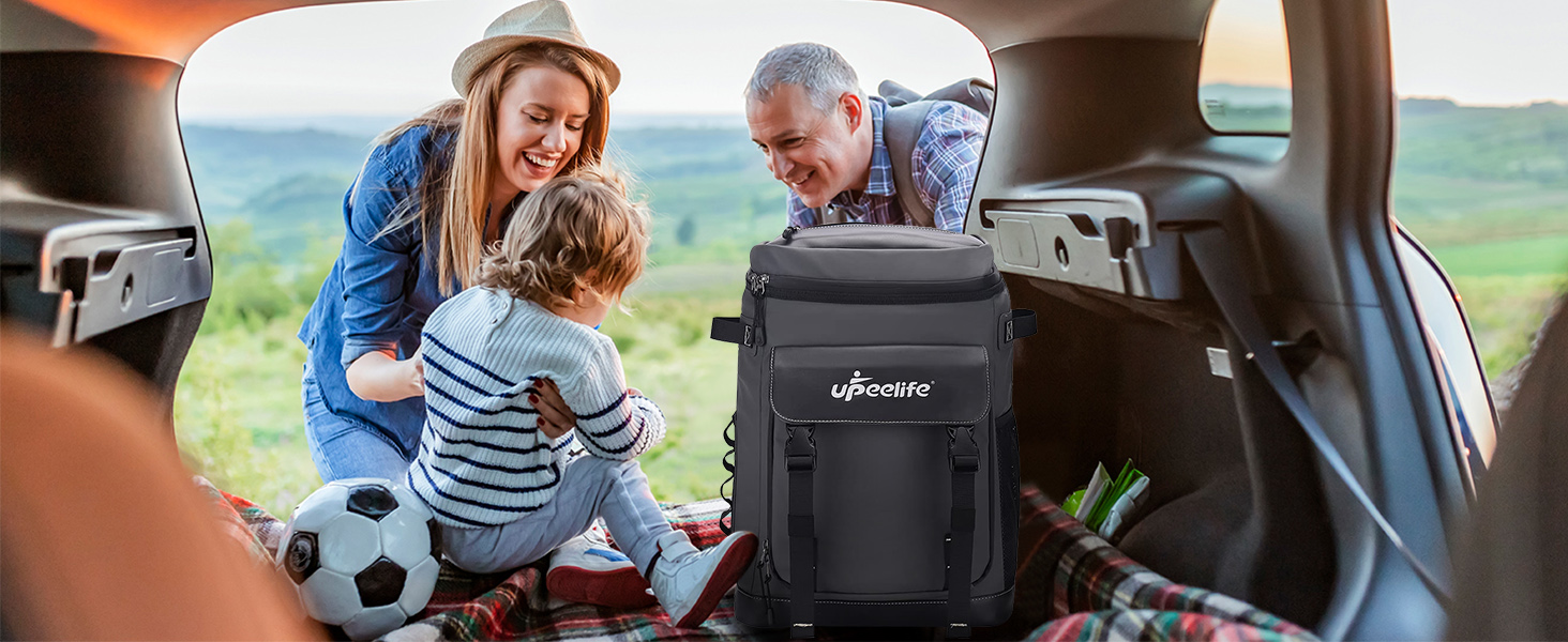 Рюкзак-холодильник Upeelife 30L з килимком для пікніка та кріпленням, водонепроникний, для кемпінгу та пікніків (сірий)