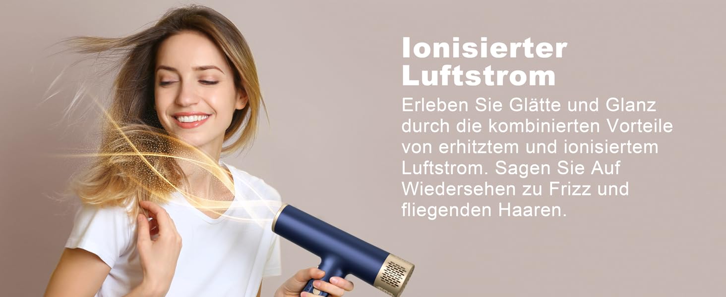 Професійний фен YAPOY з дифузором: швидке сушіння, 200 млн іонів, 110 000 об/хв, захист від пошкодження теплом, інтелектуальний термоконтроль, сріблястий