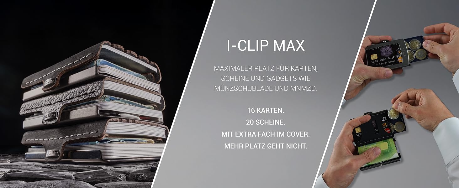 Міні-гаманець I-CLIP з кліпсою для грошей - Slim гаманець з натуральної шкіри - чорний, з карбоновим дизайном