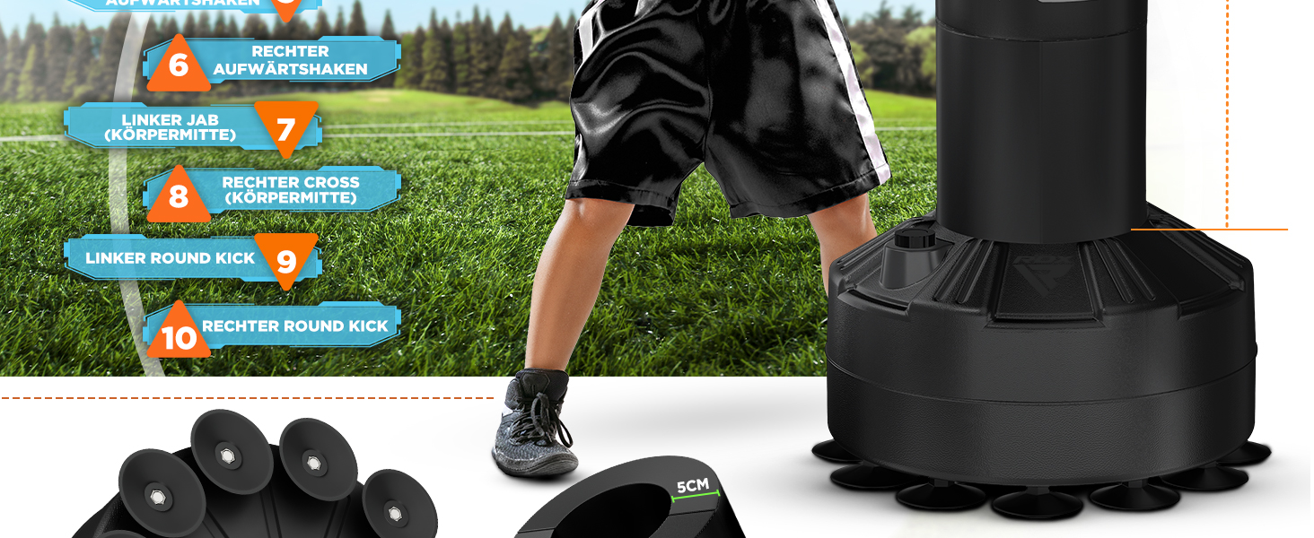 Дитячий боксерський мішок RDX 4 фути зі стійкою, рукавички для тренувань, MMA, кікбоксинг, бокс, бойові мистецтва, муай-тай, партнер для ударів, мішки для ударів, мішки-манекени, вакуумна основа (багатофункціональний) білий 4FT