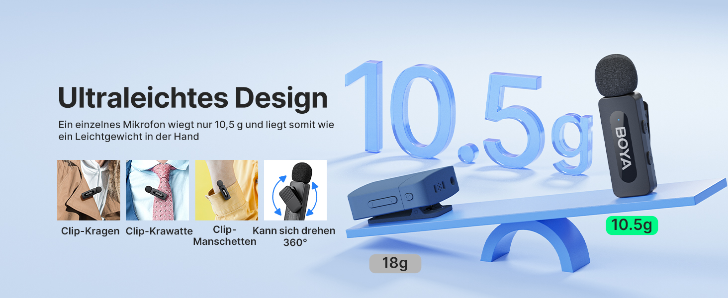 BOYA BY-V20 Бездротовий мікрофон-петличка для смартфона, iPhone, Android, USB-C, 48 КГц/16 біт, 9 годин роботи, шумозаглушення