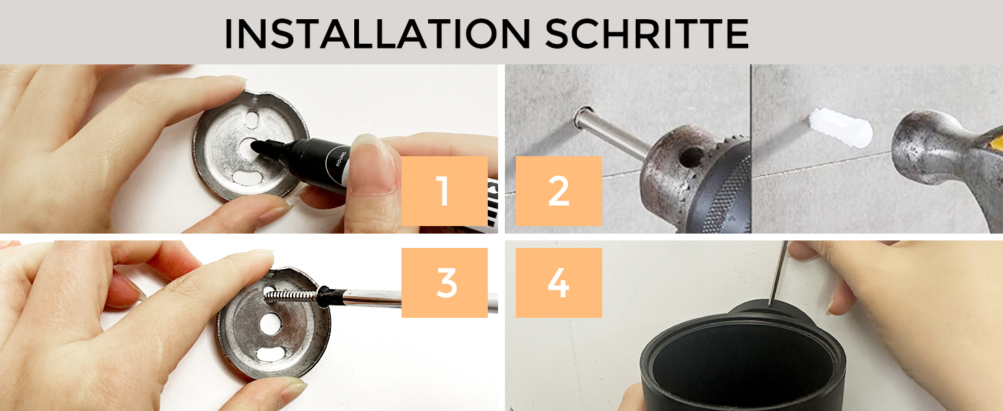 Щітка для унітазу WAVEWO з кріпленням на стіну, силіконова щітка та тримач, квадратна щітка з нержавіючої сталі 304, включає 2 насадки (круглі чорні)