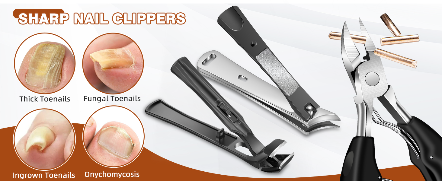 Кусачки для нігтів для літніх людей з широкою щелепою та довгою ручкою, кусачки для кутикули з кутовою головкою, для товстих нігтів, з контейнером для збору обрізків, подарунковий набір для чоловіків та жінок, чорні