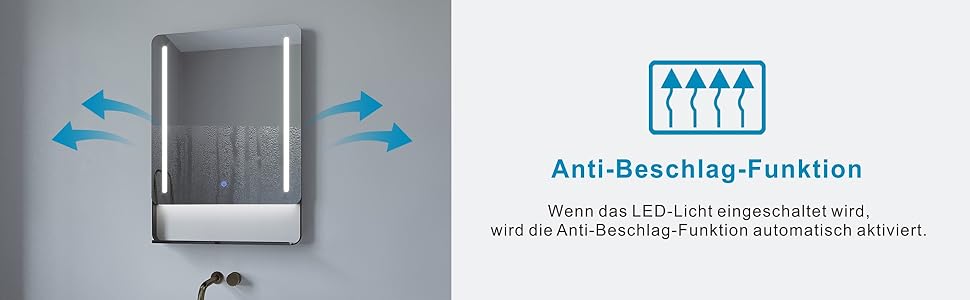 Дзеркало для ванної кімнати AQUABATOS з підсвічуванням 100x70 см LED з антизапарюванням, сенсорним вимикачем, 3 кольорами світла та регулюванням яскравості