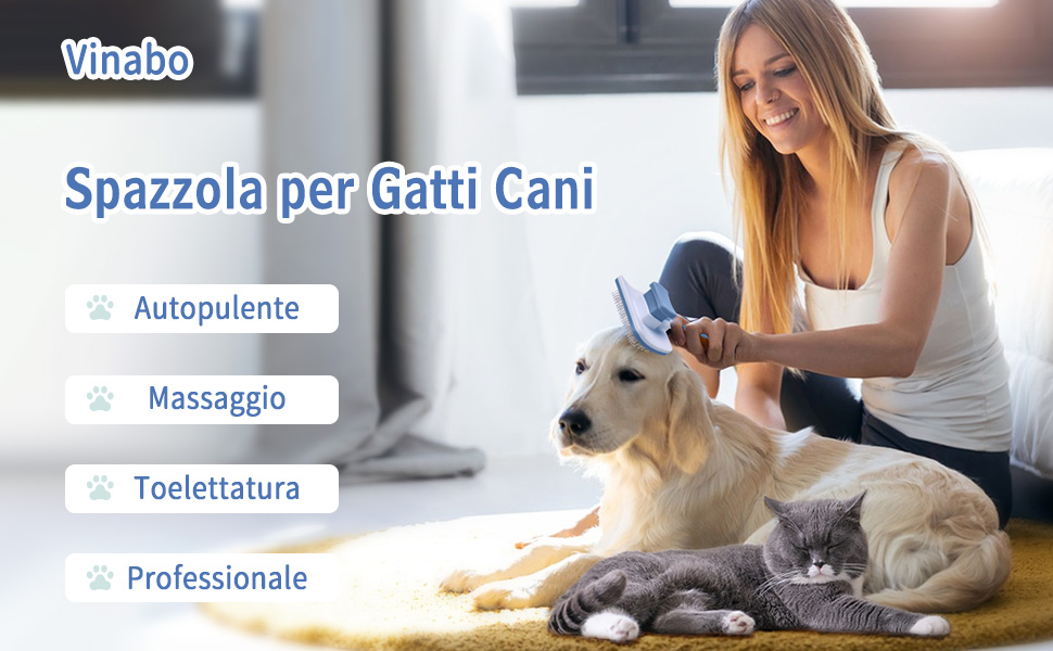 Щітка для котів та собак Vinabo: видалення підшерстя, легке розчісування, самоочищення, блакитна