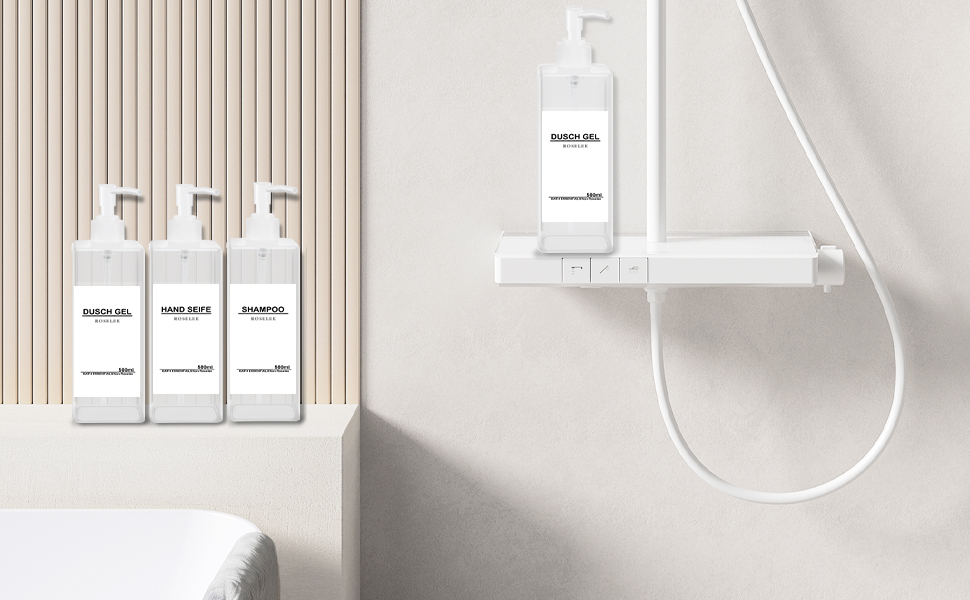 Набір дозаторів для мила Roselee (4 шт.), 500 мл, прозорі, для кухні та ванної кімнати