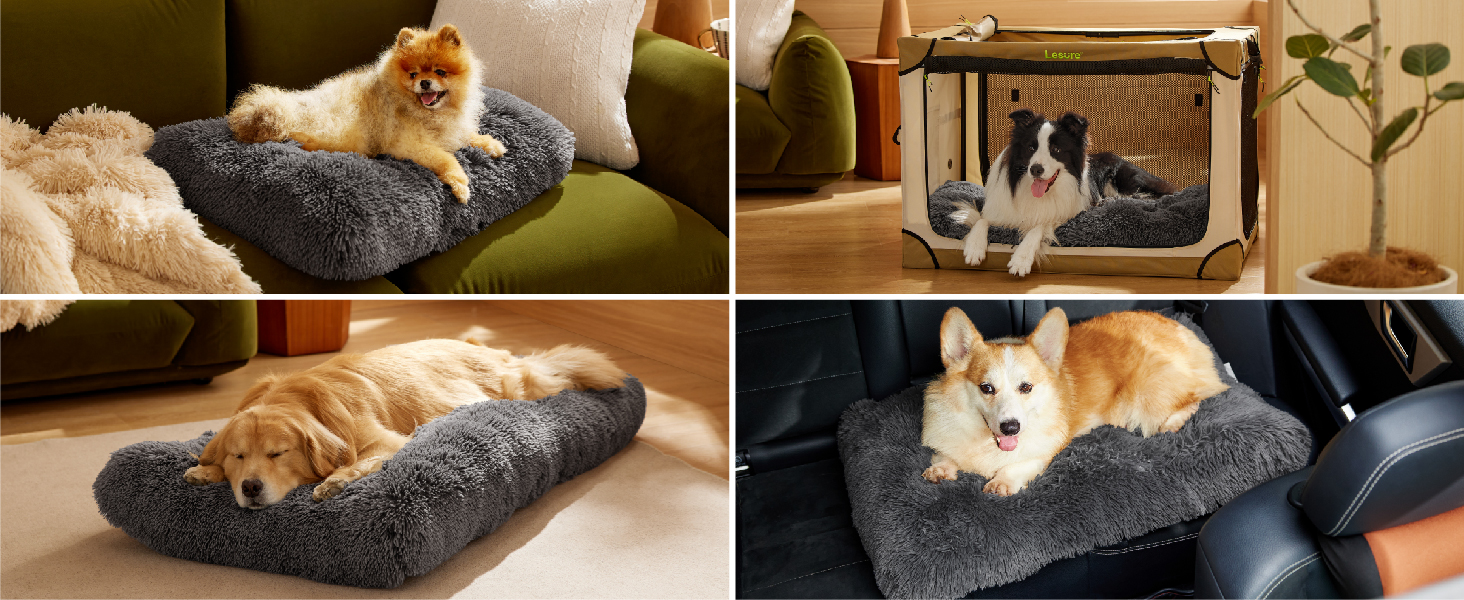 М'яке ліжко для собак BEDSURE великих порід - 104x69x8 см, миється, з антиковзною основою, темно-сірий